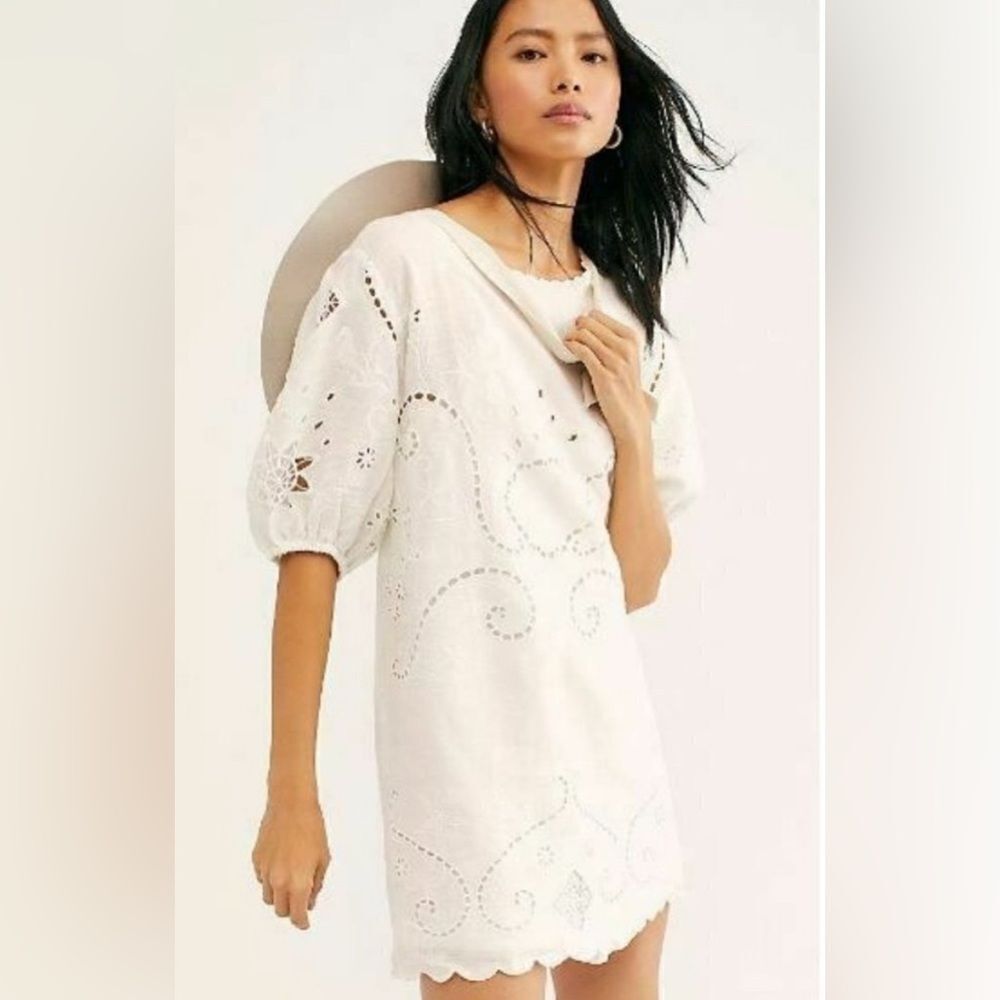 Spell & The Gypsy Collective Lala Linen Shift Dress White Tunic Size Medium
